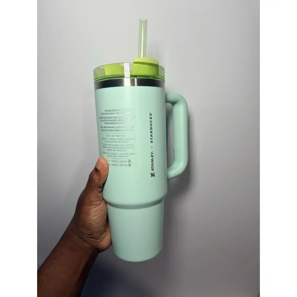 Stanley X Starbucks Mexico Exclusive APRICOT GREEN 30oz Quencher Tumbler BNWT - Picture 3 of 6